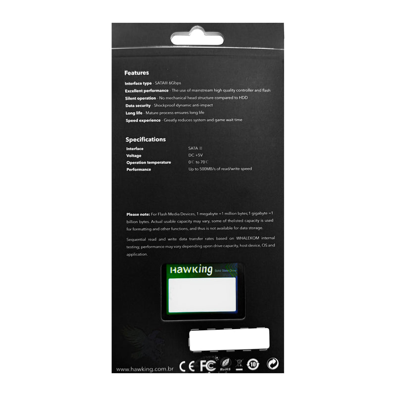 SSD SATA 2.5” Hawking 2TB Leitura 500MBs Gravação 450MBs