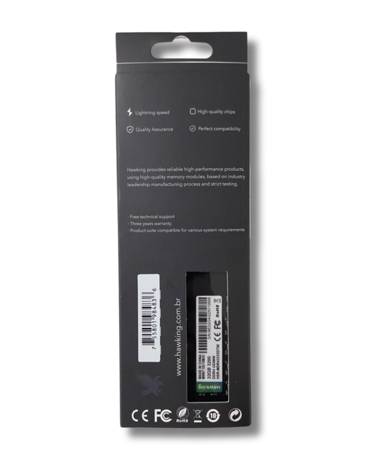 Memória RAM Hawking, 32GB, 3200MHz, DDR4, Preto